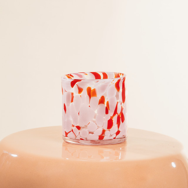 Vase BLUME2000 Konfetti-Design in Rosa und Rot aus Glas in Zylinderform - Bild 1