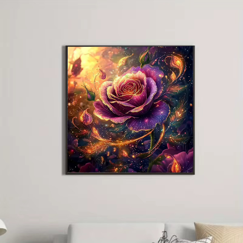 Huacan Diamantmalerei Rose Floral Mosaik Blume als Wanddekoration Rund Durchmesser: 20 cm - Bild 2