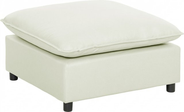 HOMCOM Modularer Fußhocker mit weichem Kissen in Leinenoptik, quadratischer Polsterhocker Ottoman für Wohnzimmer und Schlafzimmer, Cremeweiß - Bild 1