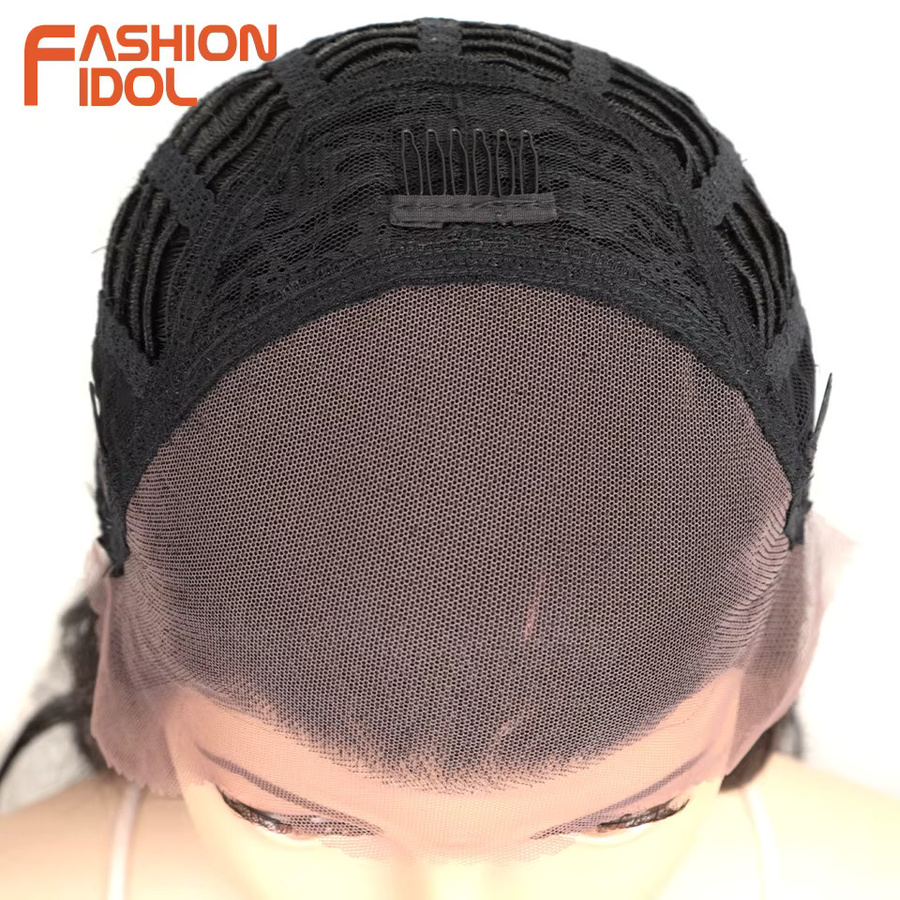 FASHION IDOL Perücke, 26 Zoll, Lace Front, synthetisch, Ombre Burgund, Körperwelle, Damen - Bild 4