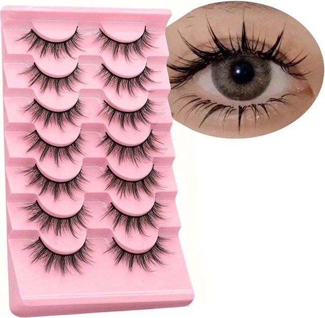 LIMEIKAI Manga-Wimpern, 7 Paar, 3D-Volumen, Unisex, natürlich - Bild 1