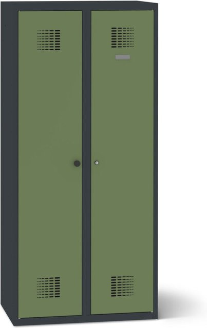 rotstahl Bekleidungsschrank mit 1 Abteil und 5 Fächern in Anthrazitgrau und Hellgrün, B/T/H: 80 x 50 x 180 cm - Bild 1