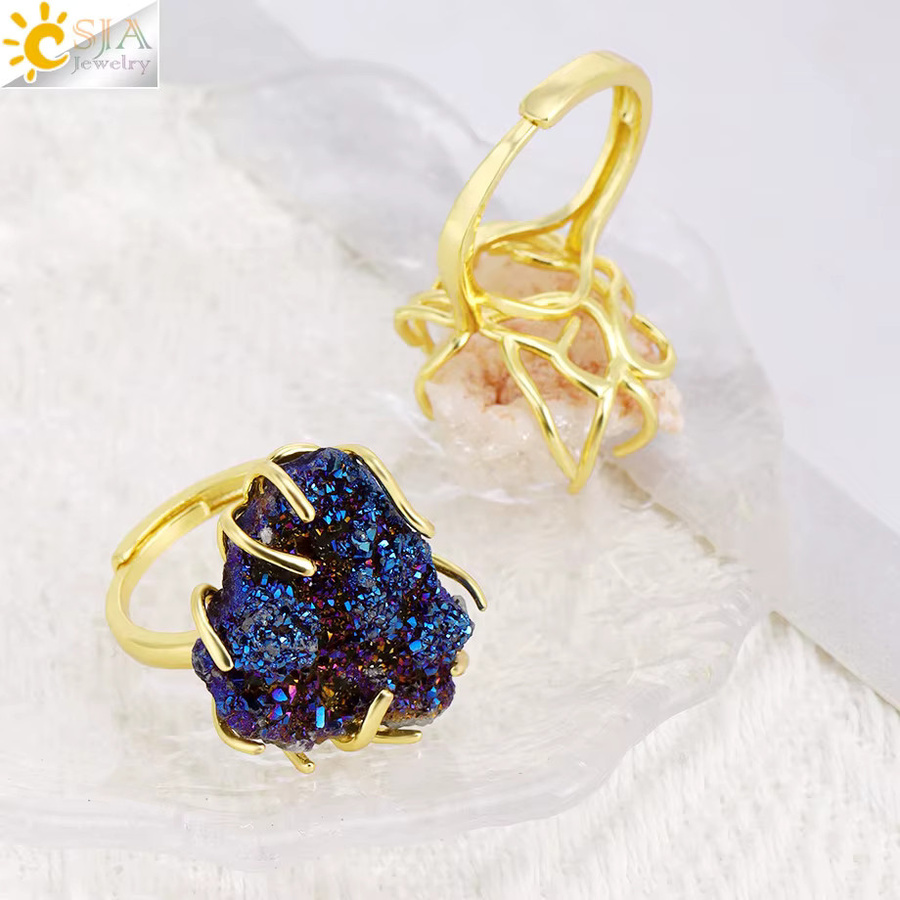 CSJA Jewelry Ring, Kristall, Gold, Regenbogen Weiß, Unisex - Bild 3