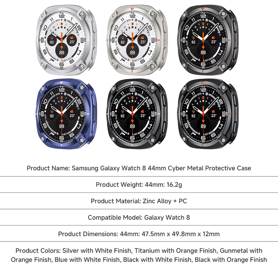 CAOWTAN Uhrengehäuse PC+Zinklegierung, Samsung Galaxy Watch 8 44mm, Schutzrahmen - Bild 5