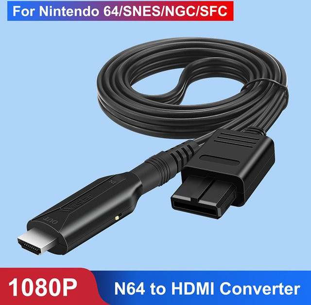 Nintendo N64 zu HDMI Konverter Adapterkabel für Retro Konsolen in Schwarz - Bild 1