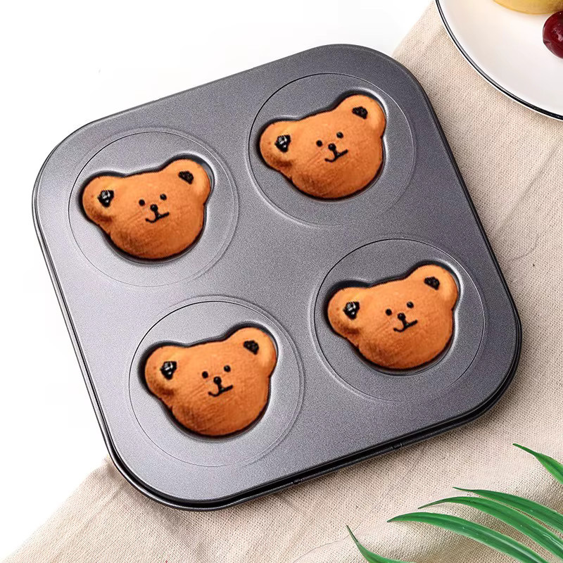 Antihaftbeschichtete Muffin-Backform in Bärenform für 6 bis 12 Muffins, Schwarz - Bild 4