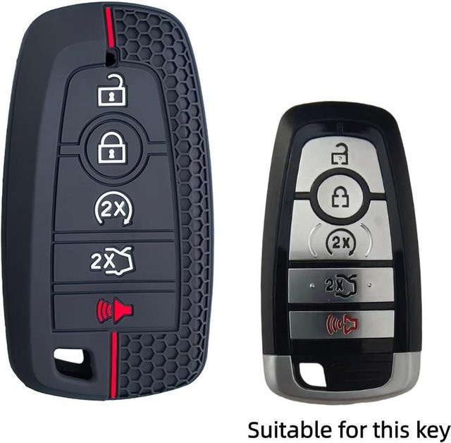Weiche Silikon Schlüsselhülle Fob Abdeckung für Ford Edge Explorer Expedition Fusion Mondeo Mustang F150 in Schwarz - Bild 1