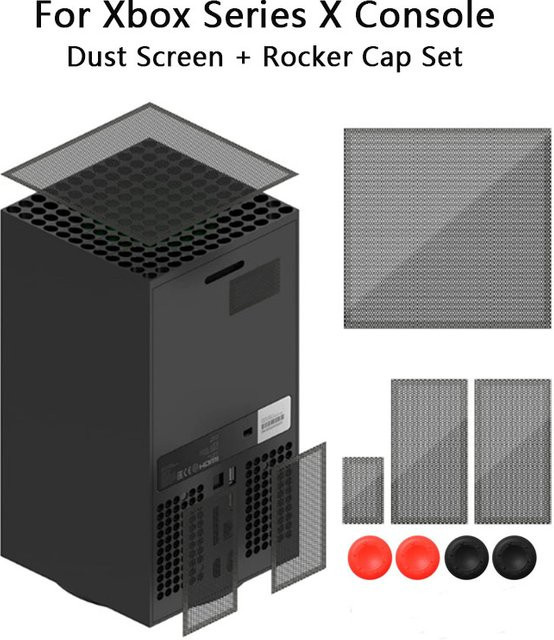 DIXSG Staubschutz-Set für Xbox Series X mit Filterabdeckung und Thumbstick Caps in Schwarz - Bild 1