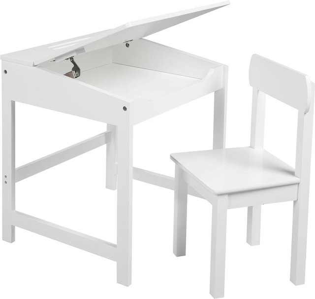 Roba Schulpult mit Stuhl Universal in Weiß mit höhenverstellbarer und neigbare Tischplatte aus MDF - Bild 1
