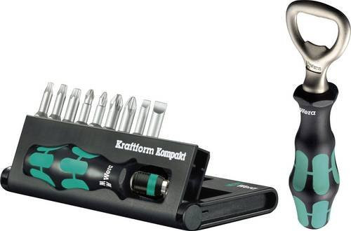Wera Kraftform Kompakt 10 Bit-Set in Schwarz mit Schlitz, Kreuzschlitz Phillips, Kreuzschlitz Pozidriv und Innen-TORX - Bild 1