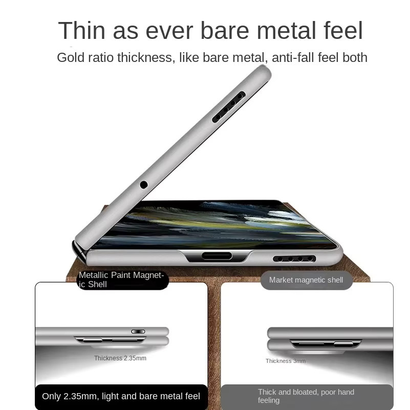 MagSafe magnetische kabellose Ladegerät-Telefonhülle für OnePlus Open und Oppo Find N2, ultradünne Hartschale mit Kameraschutz, Farbe: Silber - Bild 5
