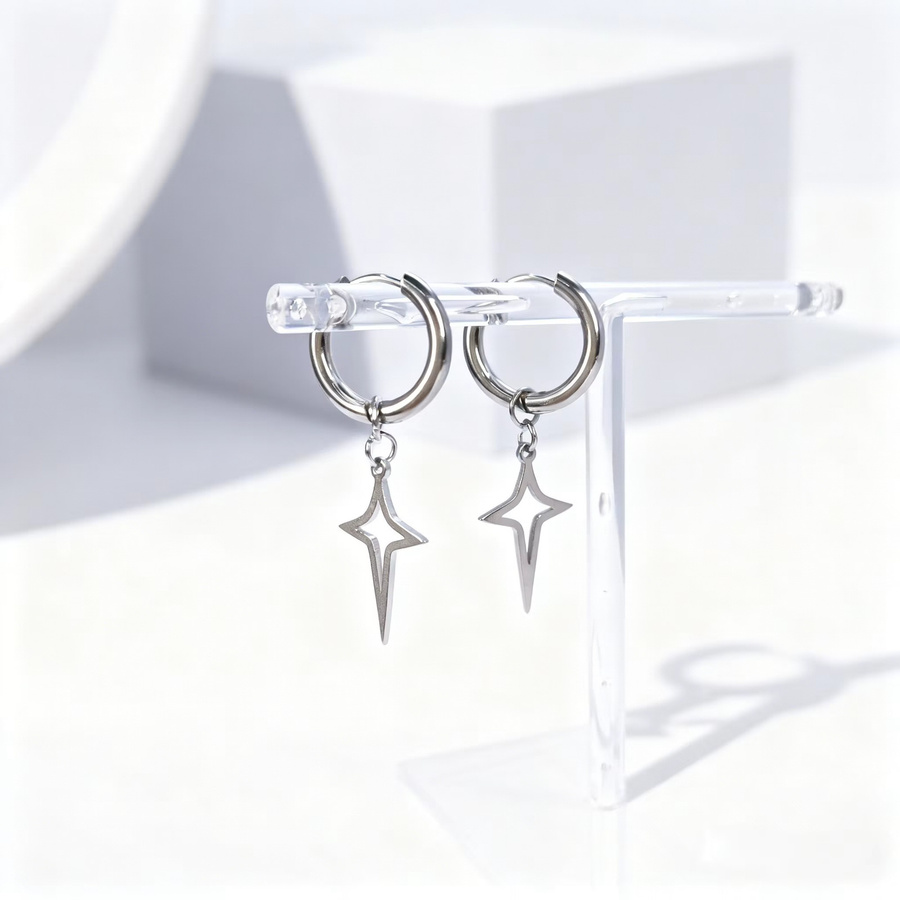 CHIEGEEY Piercing Hoop Ohrring Set, Edelstahl, Schwarz, Unisex - Bild 3
