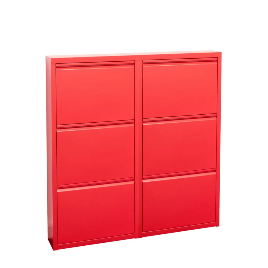 ebuy24 Pisa Schuhschrank aus Metall in Rot, Wandmontage, 6 Klappen, Modernes Design, Matt - Bild 2