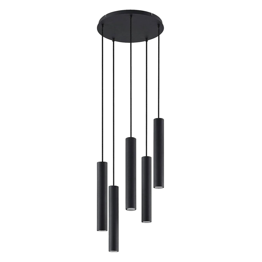 Lindby Pendelleuchte Sanad Modern Schwarz aus Metall, 5-flammig, GU10 - Bild 2