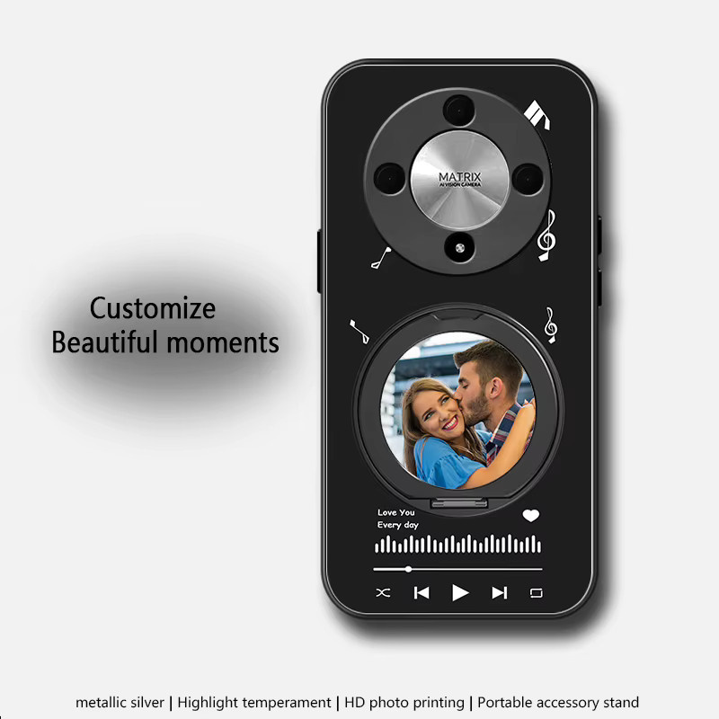 Personalisierte Handyhülle mit Metallhalterung für Honor Magic 8, Magic7, Magic6 Lite, Magic5 Pro und Magic4 Ultimate in Schwarz - Bild 3