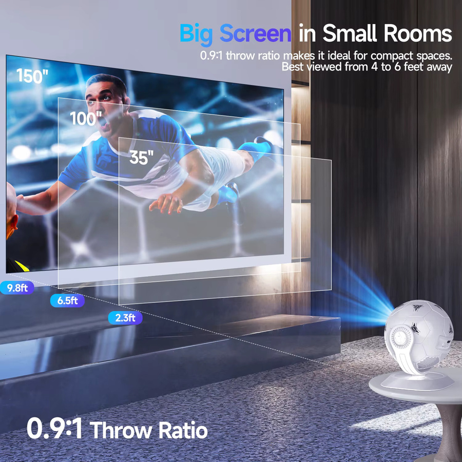 Magcubic HY300F Tragbarer Projektor mit Android 14, 8K Unterstützung, 300 ANSI Lumen LED-Beamer, Wifi6 und Bluetooth 5.4, Weiß - Bild 2