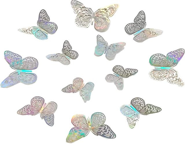 12 Stück Tooarts Wandaufkleber Schmetterlingsform 3D-Effekt Mehrfarbig - Bild 1