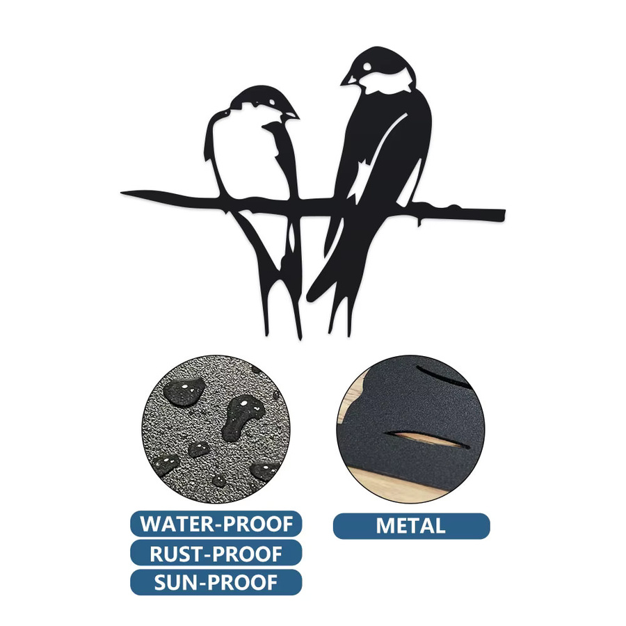 DDPNKL Dekorative Outdoor-Vögel aus Metall in Schwarz als Gartendekoration und Tischdekoration - Bild 2
