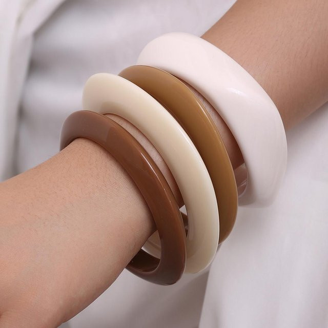 FashionFlair Armband-Set Harz, Marmormuster, brown, Damen - Bild 1