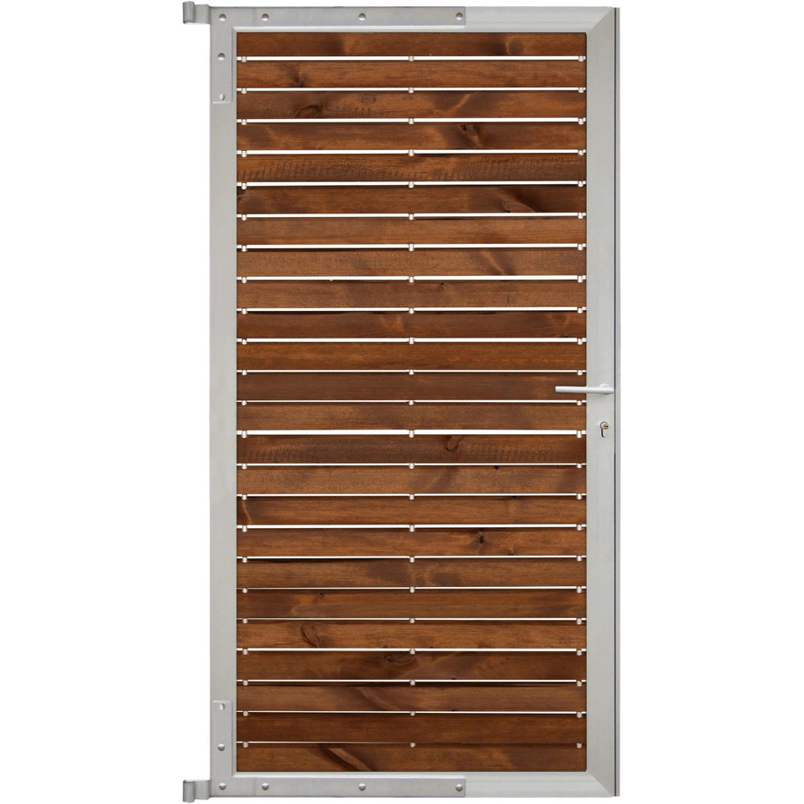 GartenLand Steckzauntor Craftwood aus Kiefer und Aluminium in Braun und Silber, B: 90 cm, H: 175 cm - Bild 2