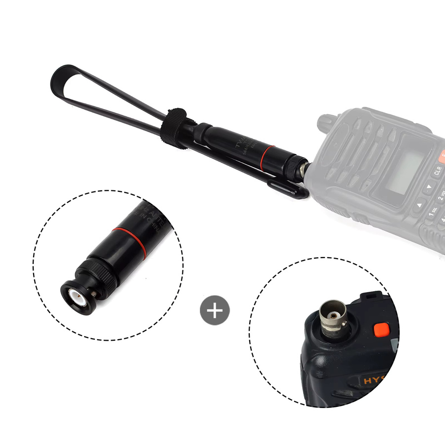 YNIBST BNC Dual Band High Gain Faltantenne 144/430 MHz in Schwarz kompatibel für Kenwood TK100 TK200 TK210 TK220 TK300 TK310 - Bild 3