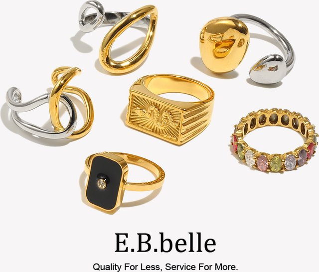 E.B.belle Ringe Edelstahl, Gold, Zirkonia, Unisex - Bild 1