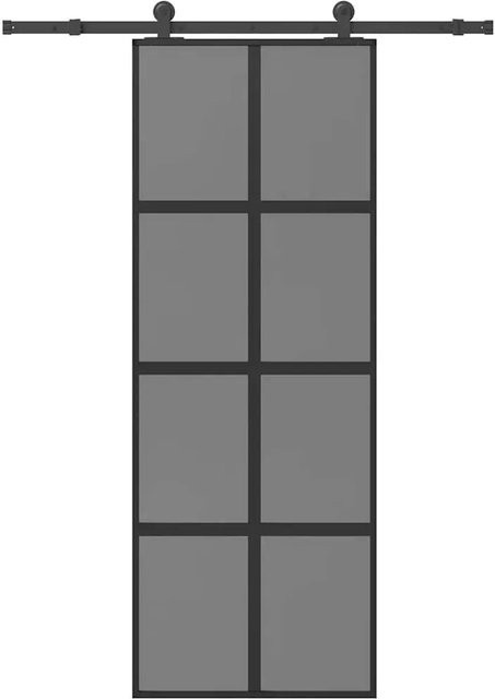 vidaXL Schiebetür aus Hartglas und Aluminium in Schwarz und Transparent, B/H: 76 x 205 cm - Bild 1