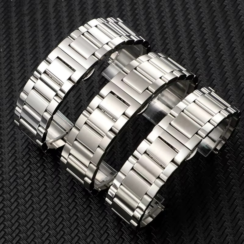 Aotelayer Uhrenarmband Edelstahl, Silber, Unisex, 20 mm, 22 mm, Butterfly-Verschluss - Bild 2