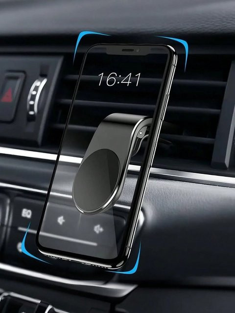 Magnetische Handyhalterung für die Lüftungsschlitze im Auto in Schwarz und Silber - Bild 1