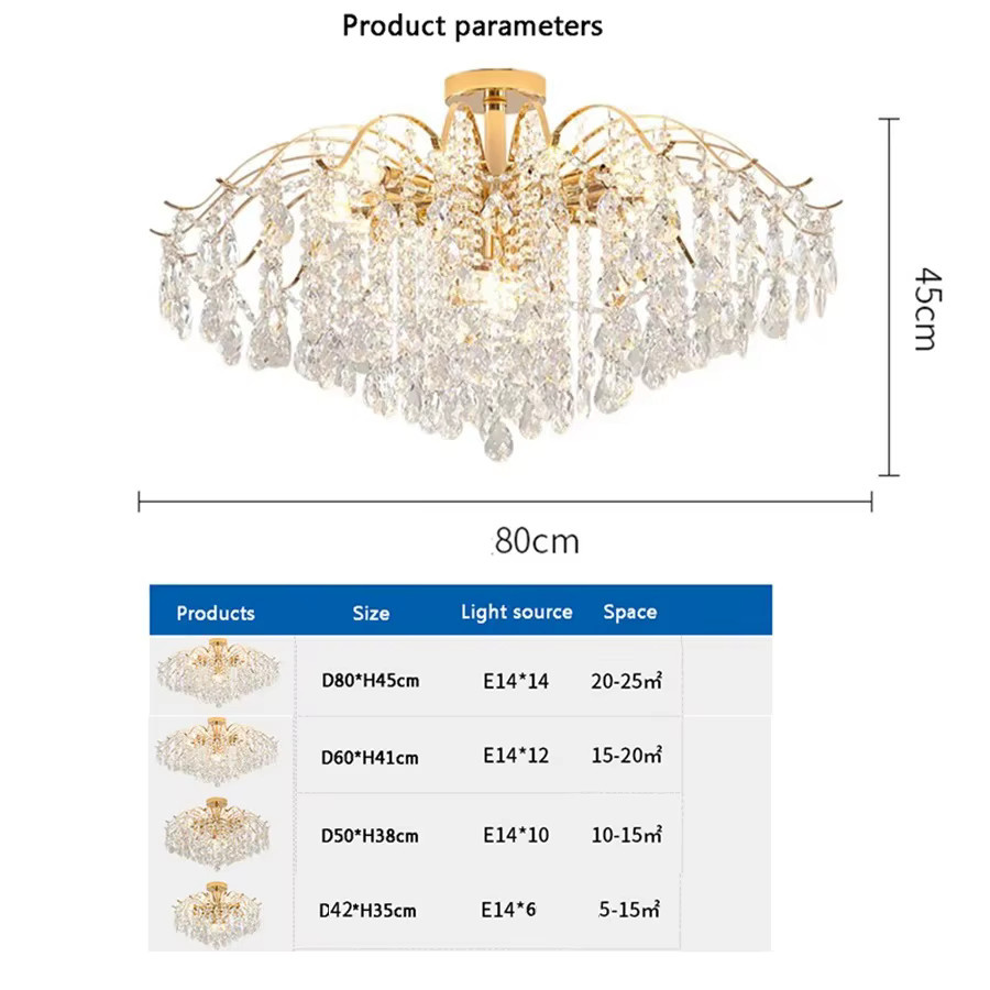 IRALAN Kristall-Pendelleuchte LED in Gold/Messing für das Wohnzimmer - Bild 3