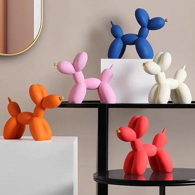 Vikama Ballon-Hund Dekofigur aus Harz in Schwarz im modernen nordischen Stil für Kinderzimmer und Arbeitszimmer - Bild 1