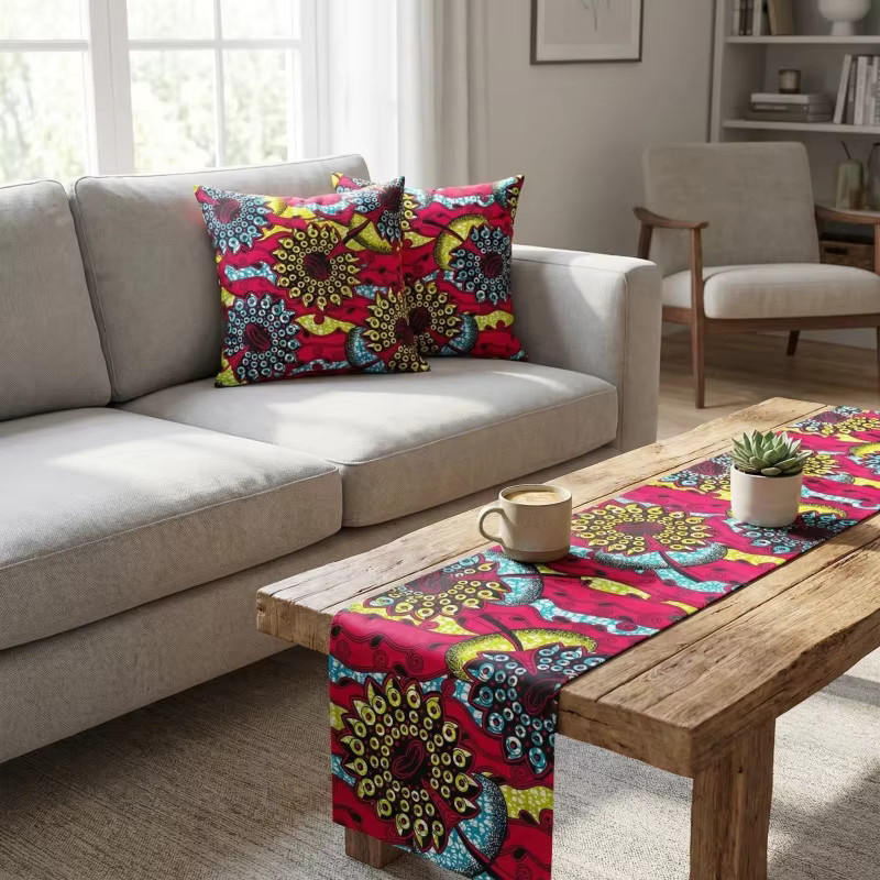 WENYUYA Afrikanischer Polyesterstoff mit geometrischen Mustern in Multicolour, 6 Yard - Bild 4