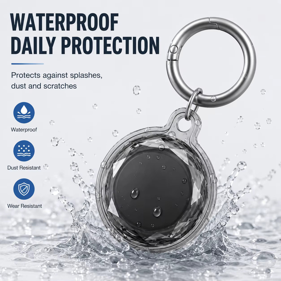 Wasserdichter TPU AirTag Halter Schlüsselanhänger für Apple AirTag in Transparent als Anti-Verlust-Schutzhülle für Schlüssel und Gepäck - Bild 2