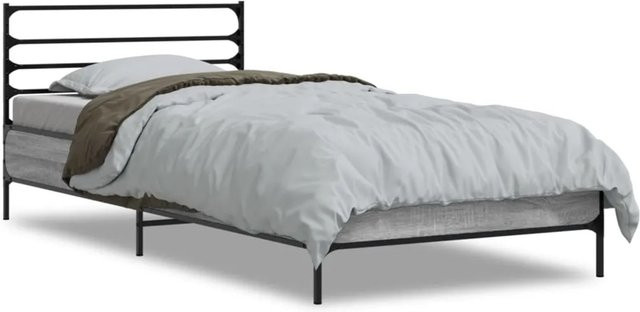vidaXL Bettgestell in Grau Sonoma aus Holzwerkstoff und Metall, B/T/H: 90 x 200 x 203 cm - Bild 1