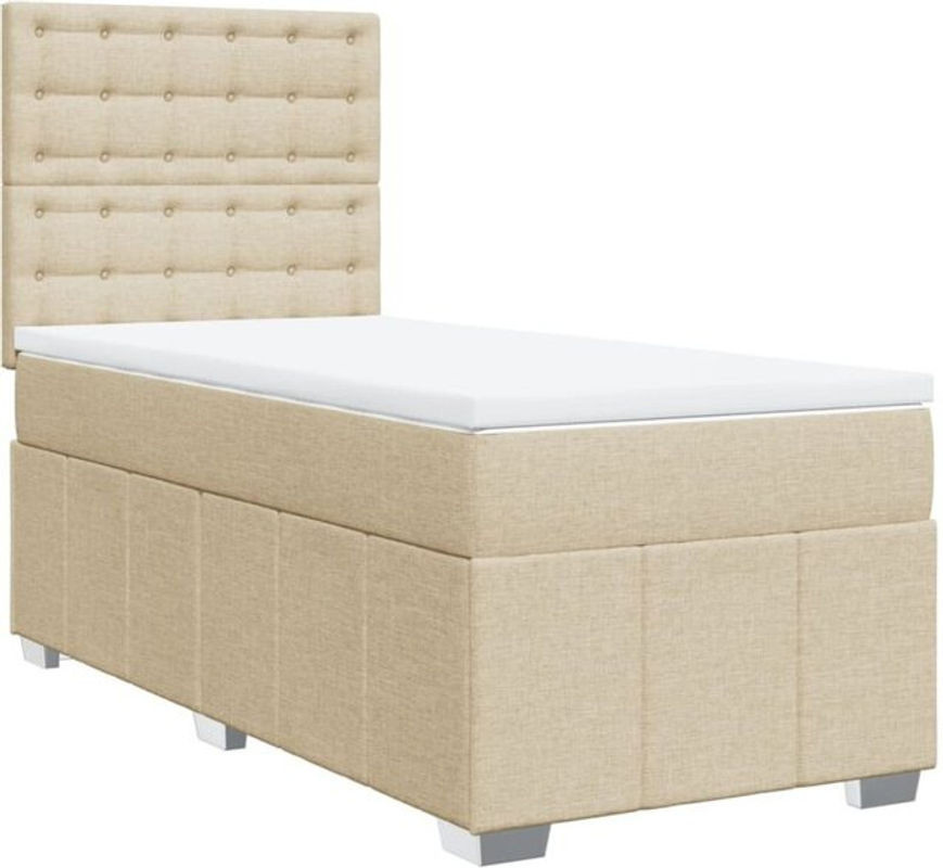vidaxl Boxspringbett mit Matratze aus Stoff in Beige und Weiß, B/T/H: 200 x 100 x 150,5 cm - Bild 1