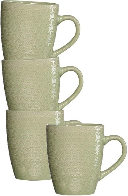 Ritzenhoff & Breker Henkelbecher Floris Keramik Grün 4er Set 350 ml - Bild 1