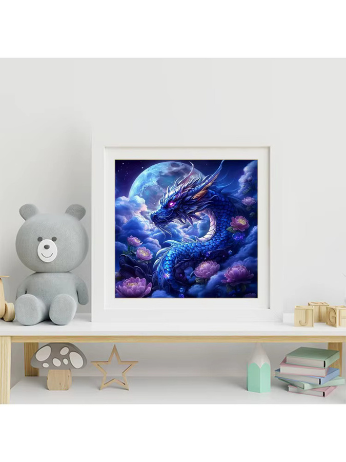 EverShine Diamantmalerei Drache und Blumen als Strass-Mosaik zur Dekoration, Mehrfarbig, B/H: 20 x 20 cm - Bild 3