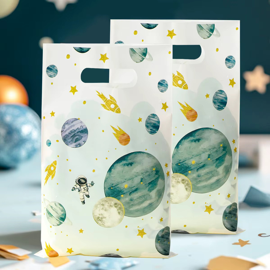 FENGRISE Kunststoff-Geschenktüten mit Weltraum-Astronauten-Muster für Partyzubehör und Geburtstagsfeiern, Mehrfarbig - Bild 2