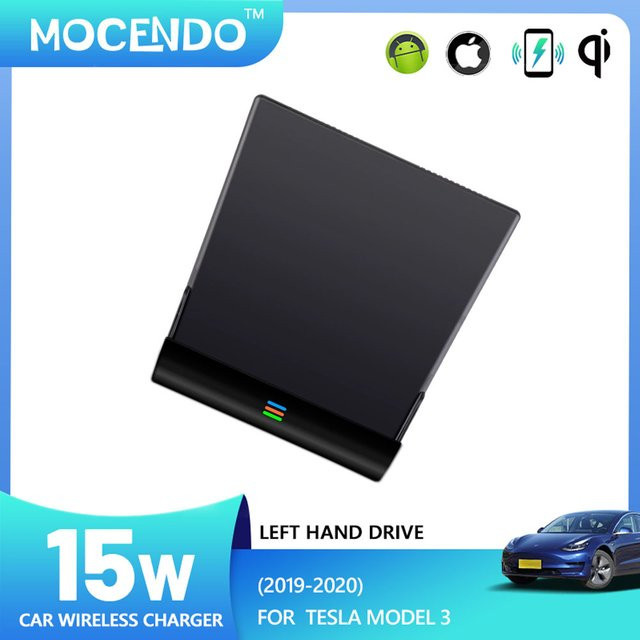 MOCENDO Drahtloses 15 W Schnelllade-Pad für Tesla Modell 3 2019-2020, Handyhalterung und Autozubehör in Schwarz - Bild 1