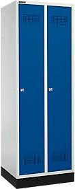 Schäfer Shop Genius Kleiderspind mit Sockel, 2 Abteile, Zylinderschloss, lichtgrau/enzianblau, B/T/H: 300 mm Abteilbreite - Bild 1