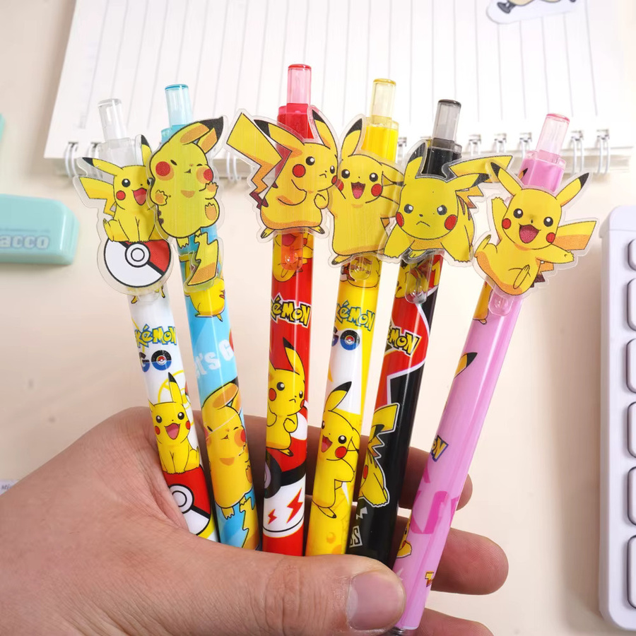 Bandai Pokemon Pikachu Gelstifte 6er Set mit schwarzer Tinte und 0,5 mm Spitze in Mehrfarben - Bild 2