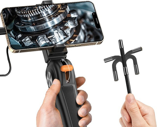 BUMBORN 2-Wege-Lenkendoskopkamera für iOS und USB-C, 1080P HD Inspektionskamera für Rohrleitungen, Schwarz - Bild 1
