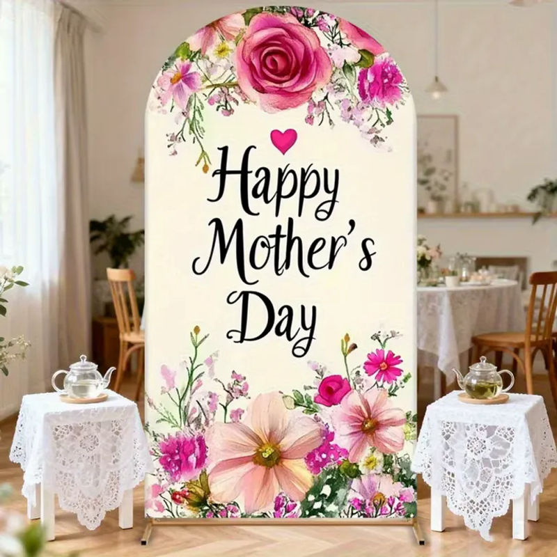 VIKAMA Aquarell-Rosen-Hintergrund mit floralem Design in Weiß für Muttertag und Familienfeiern, B: 120 cm, H: 50 cm, T: 50 cm - Bild 5