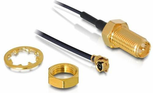 Delock WLAN-Antennen Anschlusskabel Schwarz mit 1x RPSMA-Buchse und 1x IPEX-Stecker (MHF/U.FL) Länge: 0,2 m - Bild 1