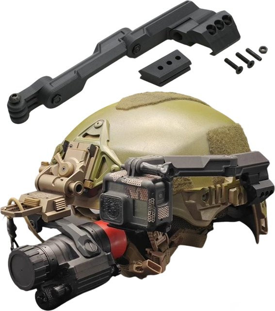 SHUAICHI Taktische Helm Kamera Halterung Schwarz, Einstellbare Schienenhalterung kompatibel mit GoPro und DJI Action für FPV-Aufnahmen - Bild 1
