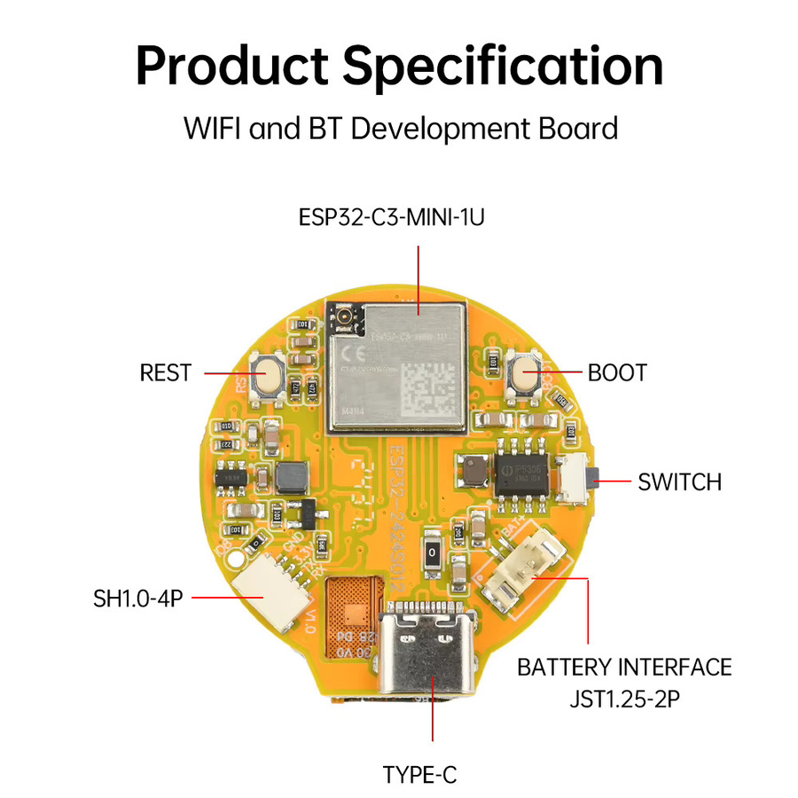 diymore ESP32-C3 LVGL Arduino Development Board mit 1,28 Zoll IPS Smart Display TFT Modul, WiFi und Bluetooth mit Touch-Funktion - Bild 3