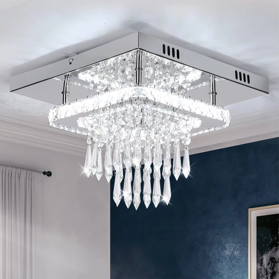 Oyajia LED Kristall-Deckenleuchte in Chrom und Transparent mit kaltweißem Licht, Durchmesser: 30 cm - Bild 2