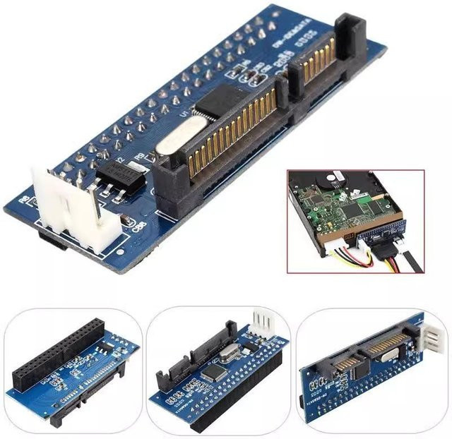 1 Set HDD 3,5 Zoll IDE zu SATA Konverter mit Kabel, PATA IDE 40Pin zu SATA 22Pin Festplatten Adapter, Farbe: Blau - Bild 1