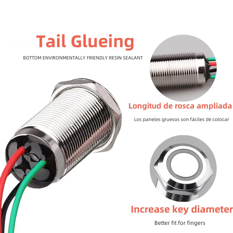 LYUNN Metall-Drucktastenschalter IP68 wasserdicht mit 10 A für den Außenbereich, Durchmesser 16 mm und 19 mm - Bild 2