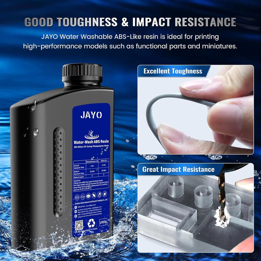 JAYO ST PLUS 3D-Druckerharz Transparent, Wasserwaschbares Schnellhärtendes Photopolymer-Harz für LCD, DLP und SLA, 405nm UV - Bild 2